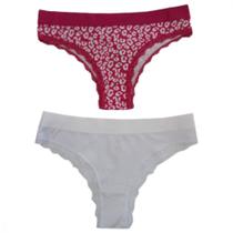 Kit 2 Calcinhas Renda Estampa Onça Cereja e Lisa Branco M - Basic+ Kit 2 Calcinhas Renda Estampa Onça Cereja e Lisa Branco M - Basic+