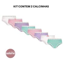 Kit 2 Calcinhas Selene Menina Infantil Kids Juvenil Lisa 100% Algodão Básica