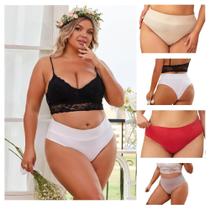 Kit 2 Calcinhas Sem Costura Cós Alto Duplo 11cm Corte á Laser Cintura Alta Compressão Modeladora