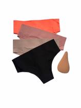 Kit 2 Calcinhas Sem Costura Cós Alto Duplo + Protetor Camel Toe Adesivo Reutilizável Kit 2 Calcinhas Sem Costura Cós Alto Duplo + Protetor Camel Toe Adesivo Reutilizável