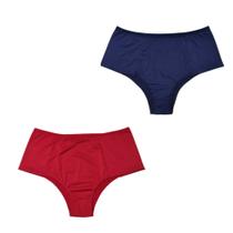 Kit 2 Calcinhas Sortidas Cós Alto Pala Dupla Plus Size Forro Algodão Feminina Confortável Adulto