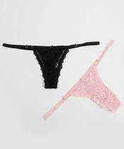 Kit 2 Calcinhas String Fio Dental Renda Marisa Rosa-45018 Kit 2 Calcinhas String Fio Dental Renda Marisa Rosa-45018