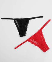 Kit 2 Calcinhas String Fio Dental Renda Marisa Vermelh-45016 Kit 2 Calcinhas String Fio Dental Renda Marisa Vermelh-45016