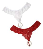 Kit 2 Calcinhas Tailandesa Fio Dental Anel Com Pérolas