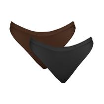 Kit 2 Calcinhas Tanga Hanes 1148 Café/Preto - GG