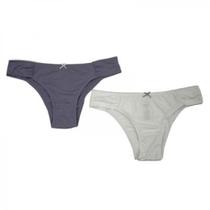 Kit 2 Calcinhas Tanga Microfibra Cinza e Branco Basic+ Confortável Kit 2 Calcinhas Tanga Microfibra Cinza e Branco Basic+ Confortável