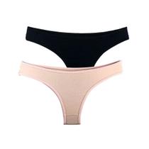 Kit 2 Calcinhas Tanga Try Basics Algodão Cotton Básica Lisa Moda Lingerie