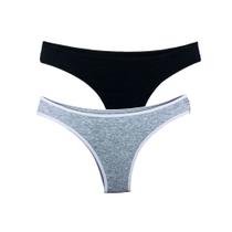 Kit 2 Calcinhas Tanga Try Basics Algodão Cotton Básica Lisa Moda Lingerie