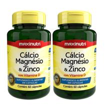 Kit 2 Cálcio Magnésio e Zinco + Vitamina D 60 Cáp Maxinutri Kit 2 Cálcio Magnésio e Zinco + Vitamina D 60 Cáp Maxinutri