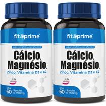Kit 2 Cálcio Magnésio Zinco Vitaminas D3 K2 Com 60 Cápsulas Fitoprime