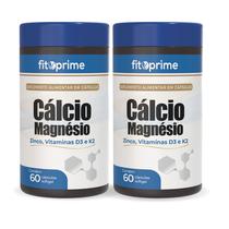 Kit 2 Cálcio Magnésio Zinco Vitaminas D3 K2 Com 60 Cápsulas Fitoprime