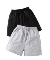 Kit 2 calções de moletom de verão sem felpas masculino preto e cinza claro Kit 2 calções de moletom de verão sem felpas masculino preto e cinza claro