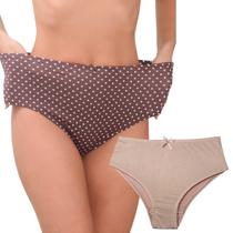 Kit 2 Calçolas Plus Size Cintura Alta Microfibra Estampada Laterais Largas