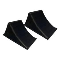 Kit 2 Calços Trava Rodas Pneu Para Caminhão Preto Borracha