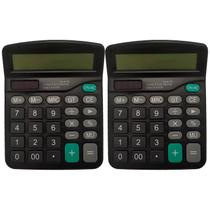 Kit 2 Calculadora De Mesa Display 12 Dígitos Raiz Quadrada Porcentagem Para Comércio Escritório