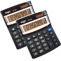 Kit 2 Calculadora Mesa Comercial Escritório Visor 12 Digitos Com números grandes e um bom acabamento - ELGIN GRANDE ELETRÔNICA