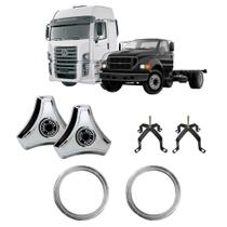 Kit 2 calota 3 pontas aro 20/22 ford cargo/14000 e vw c/aro e suporte