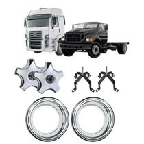 Kit 2 calota 5 pontas aro 20/22 ford cargo/14000 e vw c/aro e suporte