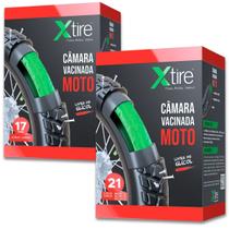 Kit 2 Câmara de ar Moto Xtire Com Selante antifuro Vacina de Pneu ARO 14 17 18 19 21