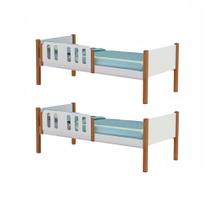 Kit 2 Camas Infantil Solteiro Ônix - Branco/mel - Divaloto Móveis