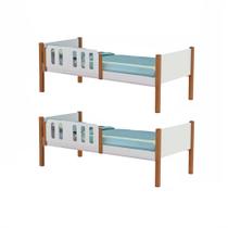 Kit 2 Camas Infantil Solteiro Ônix - Branco/mel - Divaloto Móveis