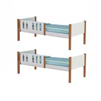 Kit 2 Camas Infantil Solteiro Ônix - Branco/mel - Divaloto Móveis