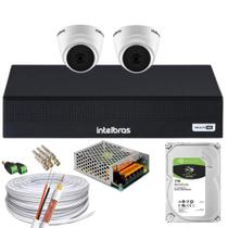 Kit 2 Câmera 1220D mic intelbras Com Áudio dvr 3004-c C/hd 1Tb