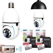 Kit 2 Câmera 360 Robozinho + 2 Cartão Memória 64gb Lâmpada Wifi Inteligente a Distancia - camera lampada