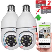 Kit 2 Câmera 360 Robozinho + 2 Cartão Memória 64gb Lâmpada Wifi Inteligente a Distancia - camera lampada