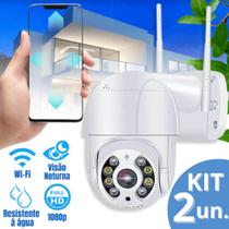 Kit 2 Câmera De Segurança Externa Ip Prova D'água Infravermelho Wifi Hd