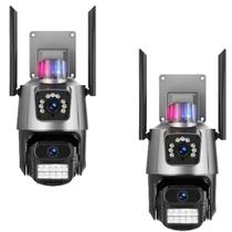 Kit 2 Câmera De Segurança Externa Lente Dupla 4k Led Sirene Policial Kit 2 Câmera De Segurança Externa Lente Dupla 4k Led Sirene Policial