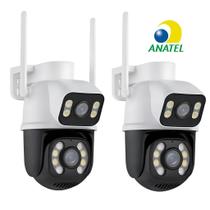 Kit 2 Câmera Externa Ip Wifi Segurança 4k 8mp Ptz Dupla Lente 360 Rotação Visão Noturna Rastreamento Automático Nf