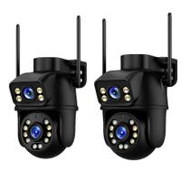 kit 2 Câmera Externa ip Wifi Segurança 8mp 4k Full HD Dupla Lente Prova Dágua 360 Rotação Speed Dome Visão Noturna nf