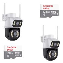 Kit 2 Câmera Importada Wi-fi Smart Lente Dupla Externa Cartão de Memória 128gb