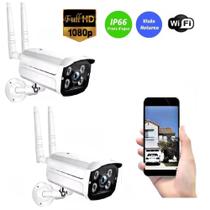 kit 2 Camera Ip Externa A Prova D Agua Wifi Visao Noturna Full Hd Ip65 grava em nuvem/cart sd