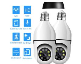 kit 2 Camera Ip Seguranca Lampada Vr 360 Panoramica Espia Wifi V380