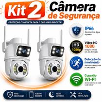 KIT 2 Câmera IP Wi-Fi Full HD 1080p Ângulo Duplo com Áudio e Movimento