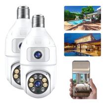 Kit 2 Câmera Lâmpada Full Hd Visão Noturna Wifi Duas Lente