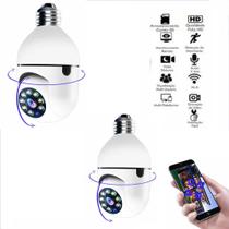 kit 2 Câmera lampada inteligente Wireless infra IP Full HD 2.0 megapixels, Holofote, Auto Tracking