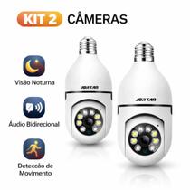 KIT 2 Câmera Lâmpada Segurança WiFi Full HD Rotação 355 com Visão Noturna Sensor de Movimento e Áudio Bidirecional