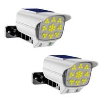 Kit 2 Câmera Placa Solar Falsa Detector De Movimento Externo