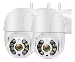 Kit 2 Câmera Segurança wifi ip Prova Dágua Infravermelho Lâmpada Sem Fio Externa 360 Wifi a8