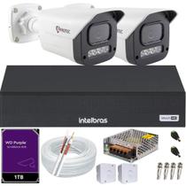 Kit 2 Câmeras 1080p Full Color C/Áudio Dvr Intelbras 4ch 1TB Purple
