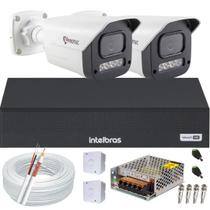 Kit 2 Câmeras 1080p Full Color C/Áudio Dvr Intelbras 4ch S/HD
