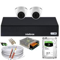 Kit 2 Câmeras 1220 D Mic Intelbras Com Áudio dvr 3004-C Fullhd Completo 3TB