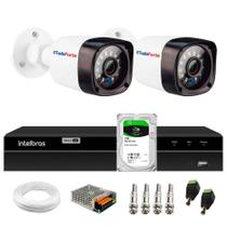 Kit 2 Câmeras 20m Infravermelho 1mp HD 720p + DVR Intelbras + HD 1 TB + App de Monitoramento