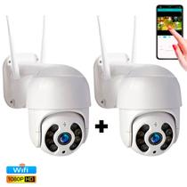 Kit 2 Câmeras 360 Wifi Prova D'água Segurança HD Rotativa