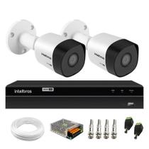 Kit 2 Câmeras Bullet HD 720p VHD 3130 B G6 3,6mm 30m IP67 DVR Gravador Intelbras MHDX 1204 4 Canais