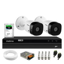 Kit 2 Câmeras Bullet HD 720p VHL 1120 B Infra 20m HDCVI + DVR Gravador de Video Inteligente Intelbras MHDX 1204 4 Canais + HD 2TB