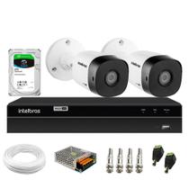 Kit 2 Câmeras Bullet IR VHD 1220 B Full HD 1080p DVR Gravador Intelbras MHDX 1204 4 Canais 2TB SKY